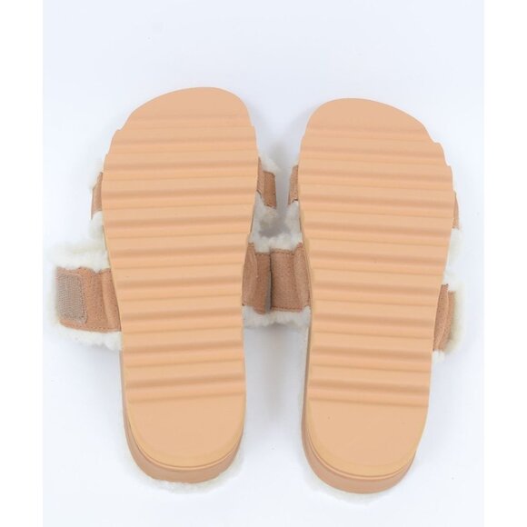 Rare REEF Vista Hi Shearling Womens 7 Leather Sandal Hook & Loop Footbed NEW - Picture 6 of 10